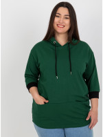 Tmavě zelená mikina plus size s kapucí