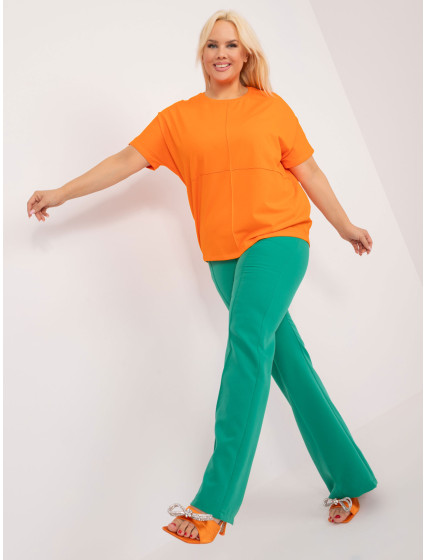 Fluo oranžová halenka plus size s kulatým výstřihem