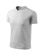 V-neck tričko unisex světle šedý melír