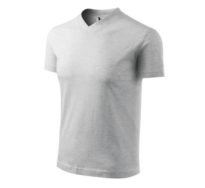 V-neck tričko unisex světle šedý melír