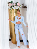 Sexy Koucla cropped longsleeve Shirt with Cut Outs