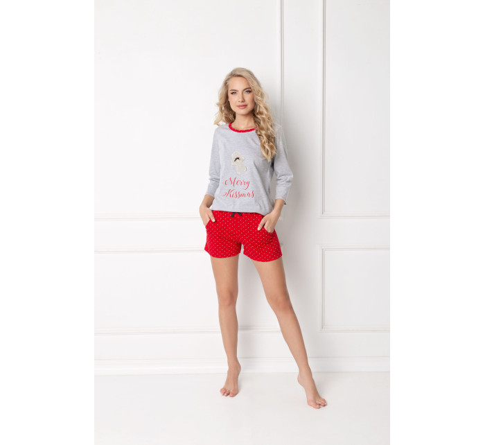 Pyžamo Cookie Short Grey-Red - Aruelle