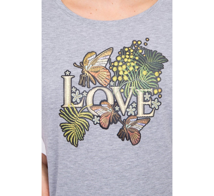 Blouse with Love print gray