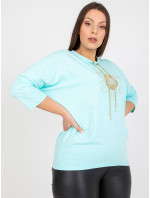 Bavlněná halenka Mint plus size s aplikací