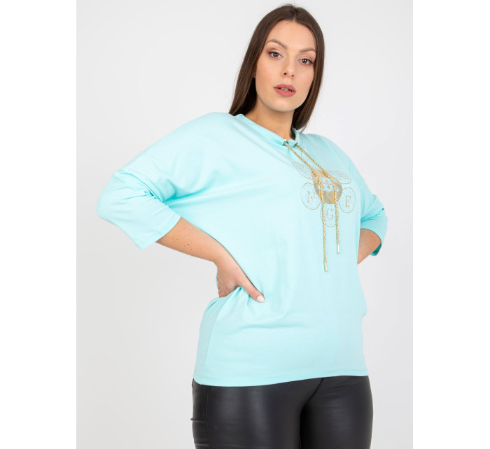 Bavlněná halenka Mint plus size s aplikací