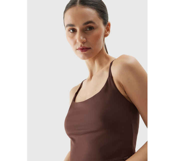 Dámský crop top na jógu z model 20437121 materiálů  hnědý - 4F