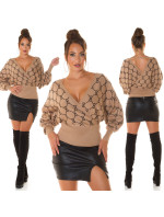 Sexy wrap look sweater with V-Neck