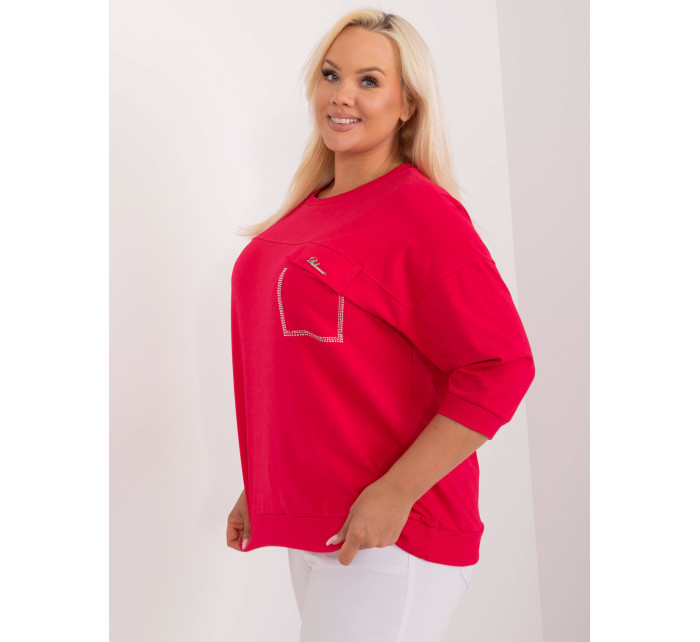 Červená halenka plus size oversize střihu