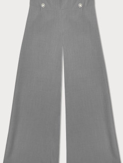 Elegantní šedé široké dámské kalhoty (33575)