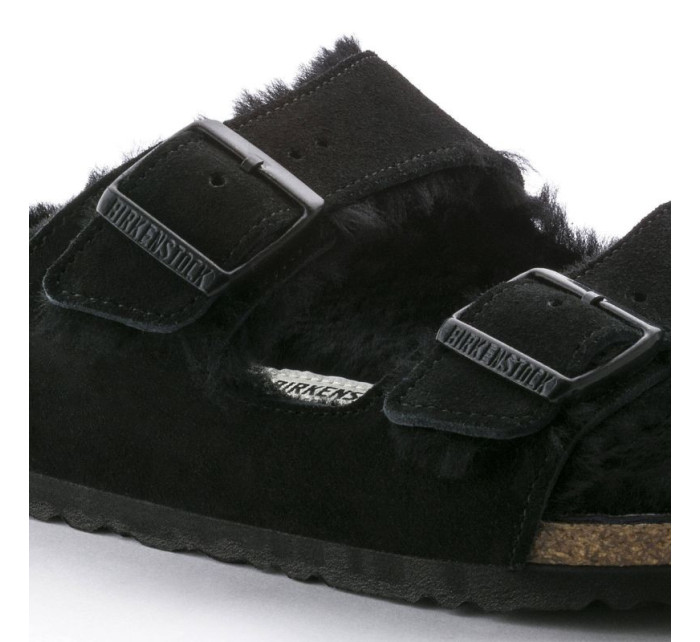 Dámské zateplené žabky s ovčí nou Arizona  Black kůže regular  dámské model 20693883 - Birkenstock