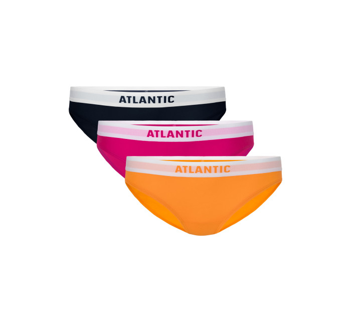 Dámské kalhotky Bikini ATLANTIC 3Pack - tmavě modrá, růžová, oranžová