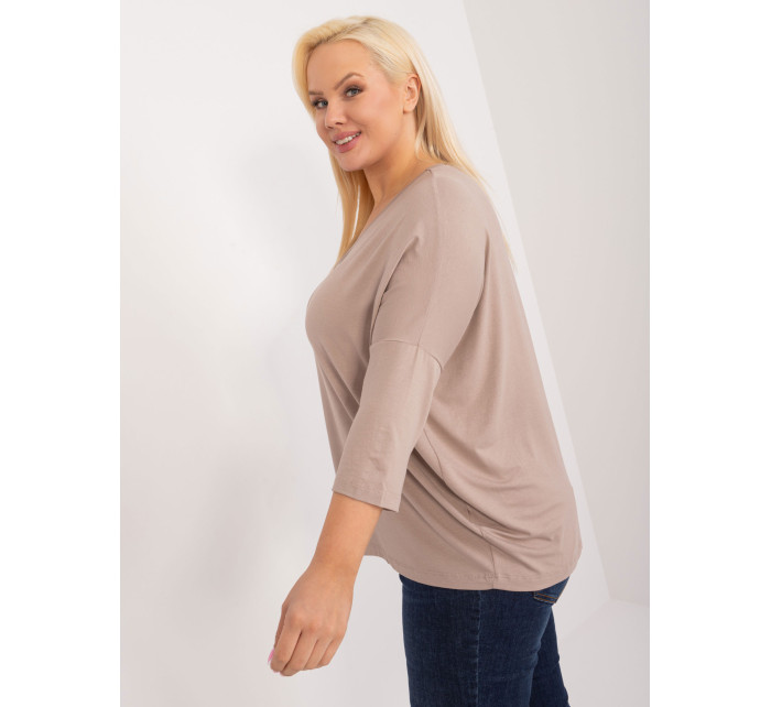 Tmavě béžová plus size viskózová halenka