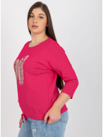 Fuchsiová dámská halenka plus size s potiskem