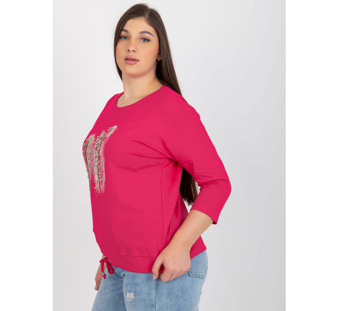 Fuchsiová dámská halenka plus size s potiskem