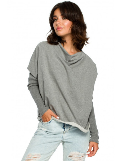 model 18001899 Oversized top s výstřihem do V na zádech šedý - BeWear