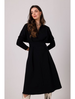 model 18914896 Rozšířené šaty se zavazováním v pase černé - BeWear