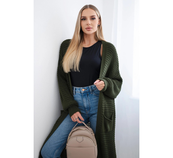 model 20547216 kardigan s kapsami khaki - K-Fashion