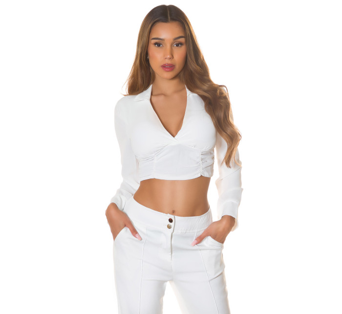 Sexy Musthave Crop Blouse with V-Neck & collar