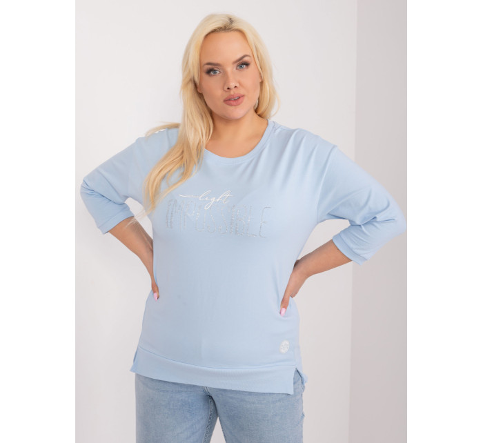 Světle modrá halenka plus size s rozparky