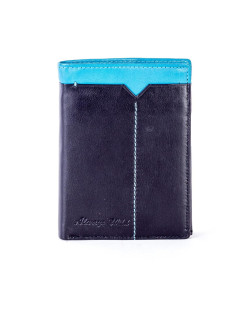Černá kožená peněženka s modrou vsadkou