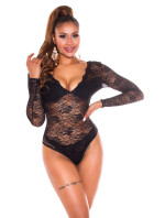 Sexy long sleeve lace body with deep model 19617348 - Style fashion