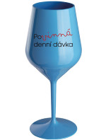 POVINNÁ DENNÍ DÁVKA - modrá nerozbitná sklenice na víno 470 ml