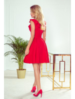 Červené dámské šaty s volánky ve výstřihu model 8457535 - numoco