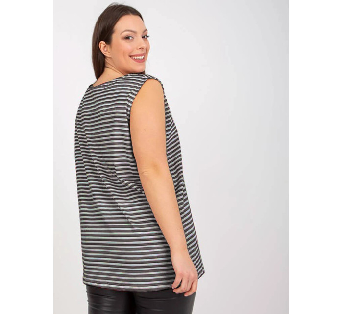 Tmavě modro-bílý bavlněný pruhovaný plus size top (7952)