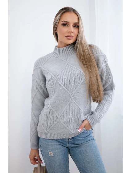 Svetr přes hlavu v šedý model 18966186 - K-Fashion