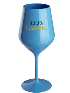 TEKUTÁ TERAPIE - modrá nerozbitná sklenice na víno 470 ml