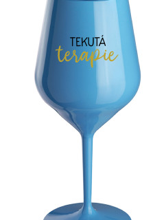 TEKUTÁ TERAPIE - modrá nerozbitná sklenice na víno 470 ml