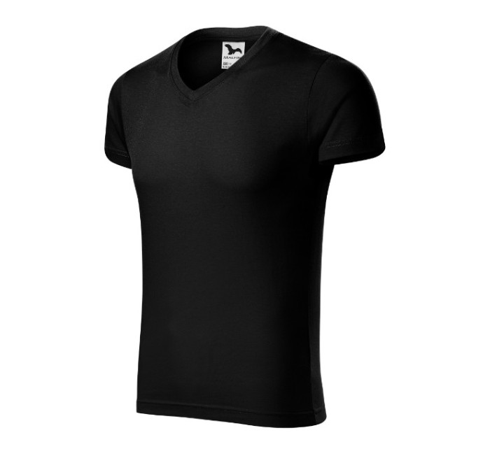 Slim Fit V-neck tričko pánské černá