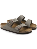 Dámské/ pánské žabky Birkenstock Arizona Birko-Flor Nubuck Stone regular wide grey (0151211)