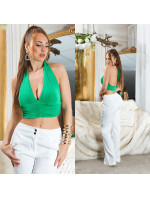 Sexy Koucla Neckholder Crop Top with V-Neck