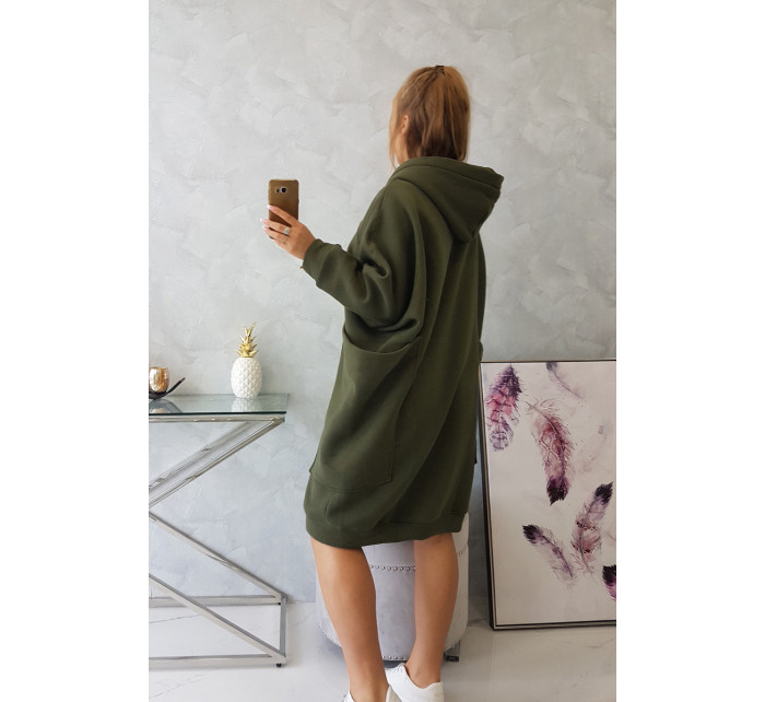 Oversize zateplená mikina v khaki barvě