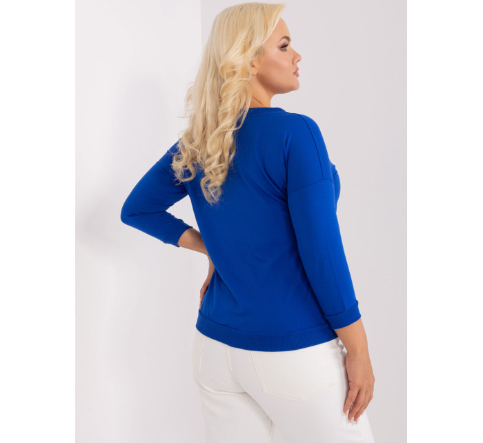 Kobaltově modrá halenka plus size s kamínky