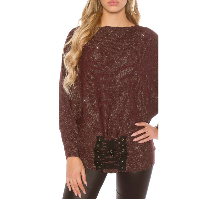 Trendy KouCla glitter model 19587158 jumper with lacing - Style fashion