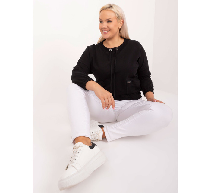 Černá plus size zkrácená halenka s 3/4 rukávy