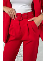Elegantní set bundy a kalhot červené barvy