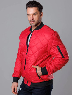 Červená prošívaná pánská bunda typu "bomber" model 18344874 - J.STYLE