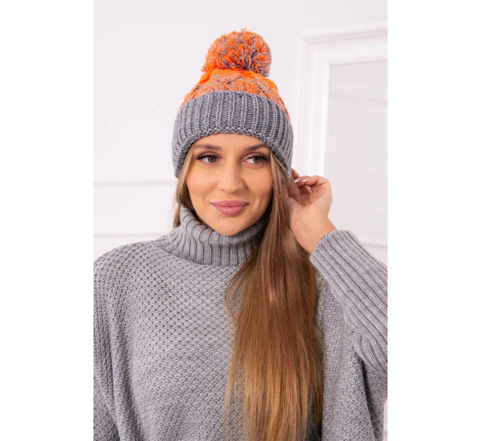 Dámská čepice s bambulí Abigail  orange model 18751667 - K-Fashion