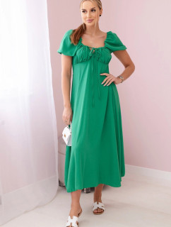 model 20101480 šaty se zavazováním u výstřihu zelený - K-Fashion