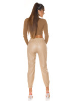 Trendy Highwaist leatherlook pants "Joggerstyle"