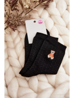 Dámské vzorované ponožky s medvídkem, černá