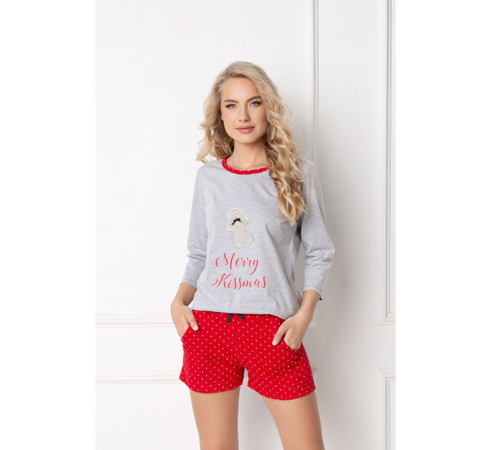 Pyžamo Cookie Short Grey-Red - Aruelle