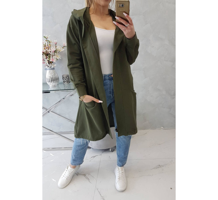 Pelerína s kapucí oversize khaki