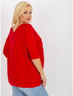 Červená halenka plus size s výstřihem na zádech