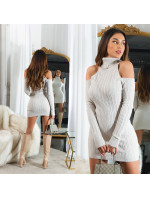 Sexy Turtleneck Knit Dress with Cut model 19635537 - Style fashion