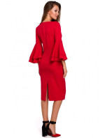 K002 Plášťové šaty s volánkovými rukávy - červené