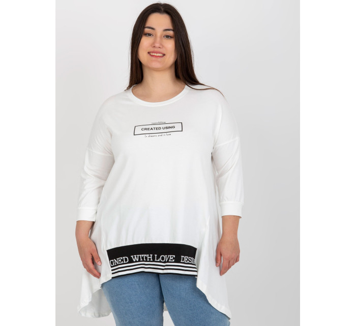 Ecru mikina plus size tunika s 3/4 rukávem